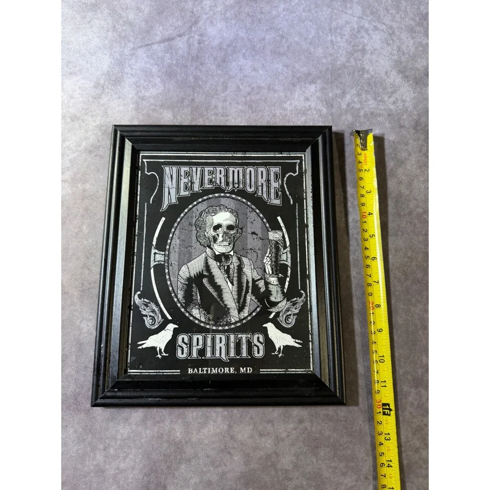 Nevermore Spirits Baltimore MD Framed Bar Mirror Edgar Allan Poe Gothic Decor